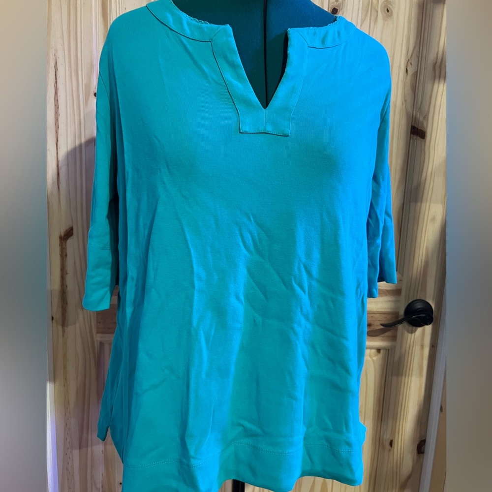 Jones New York woman size 2x teal 3/4 sleeve top